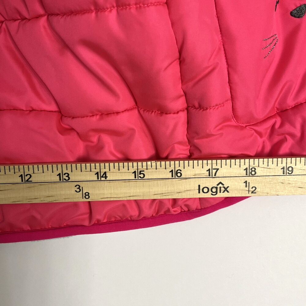 Carter’s Pink Quilted Kitty Cat Puffer Jacket Fleece Lined Winter Coat Sz7 L - Picture 8 of 16